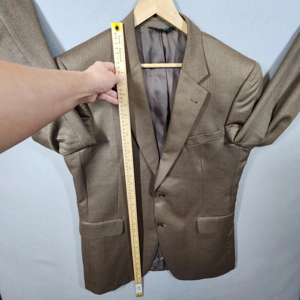 Jos A Bank Blazer Mens 43R Camel Hair Silk Blend Brown Herringbone‎ Signature - Picture 3 of 9